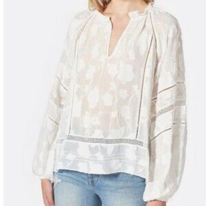 NWT Joie Chaylse Textured Floral Blouse Porcelain Size XXS